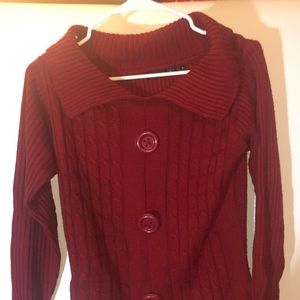 Carol Rose Burgundy 3 Button Sweater